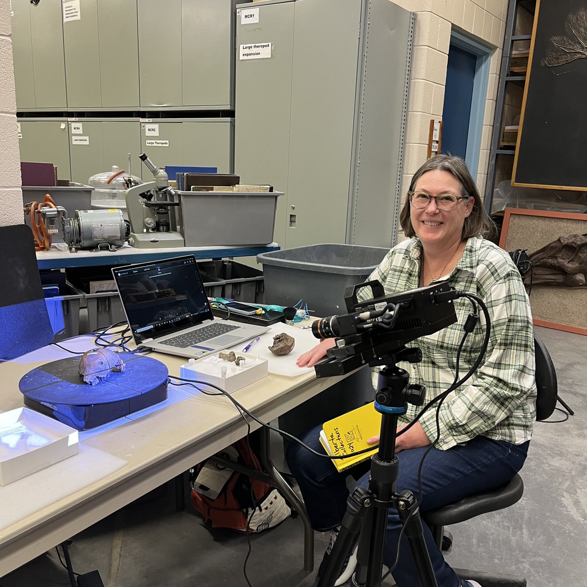 RoyalTyrrell's tweet photo. Jennifer Brennan recently visited our Collections to examine pachycephalosaur fossils. Jennifer is 3D-scanning many specimens to continue studying once she returns to Washington, DC, where she’s pursuing a Ph.D. at George Washington University. #RTMPCollections https://t.co/Wp6uQkJMDO