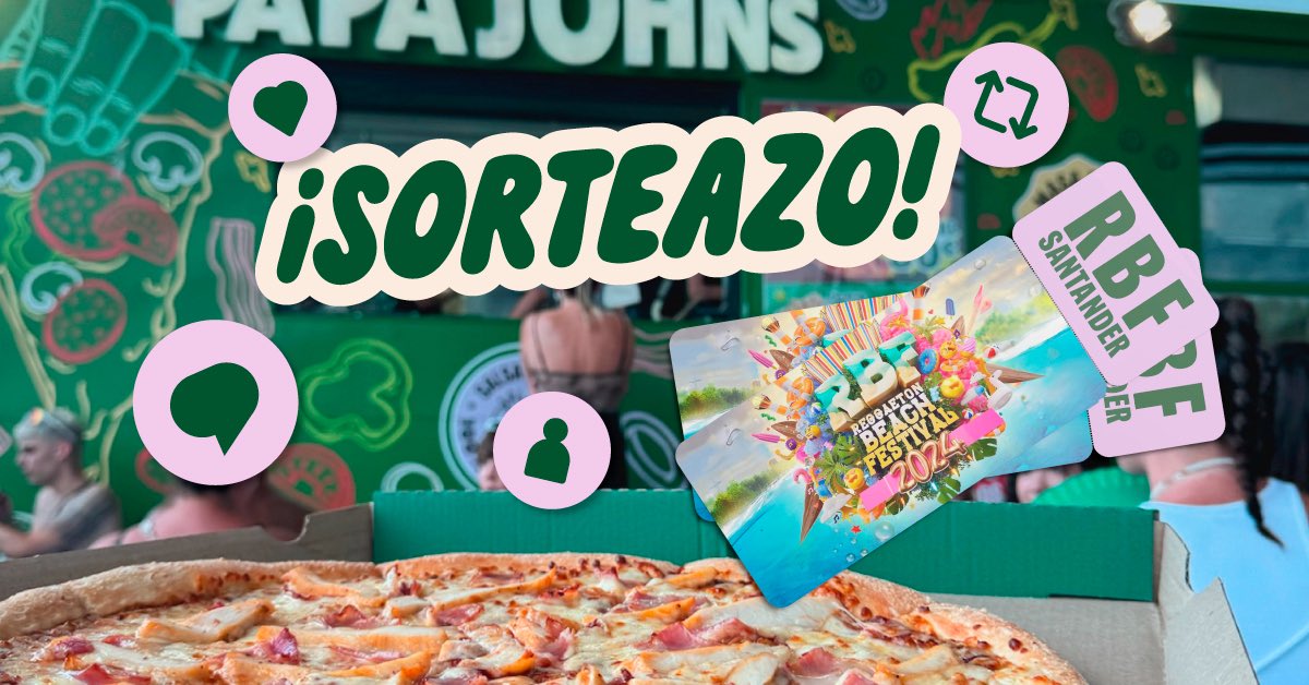 PapaJohns_ES's tweet photo. 🚨 SORTEAZOOO RBF 🚨

Si nuestra foodtruck va… tú también ;) Por eso, SORTEAMOS 1 ENTRADA DOBLE + PIZZA XXL para el RBF Santander de este finde para ti y un/a colega.
 
¿La quieres?:
➙ Síguenos.
➙ Like + RT.
➙ Menciona a quién te llevarías. https://t.co/vet5L5WOkd