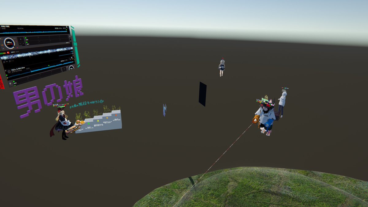Plotprinter's tweet photo. 何も無い所から始まって思い思いのアイテムでワールドが作られて行くの凄かったです！

最後の方で仕事の電話入ってずっとミュートしたまま話してた🥲

DJの方にフレンド申請受け取ってもらえたのに無言ですみませんでした(凄く話しかけていた...

DJイベント最高でした✨
#EMPTYCLUB
#Resonite https://t.co/JBTFBwYBct