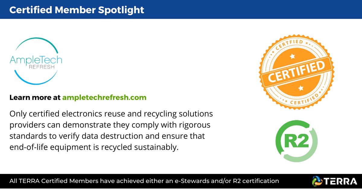 jointerra's tweet photo. #CertificationMatters when choosing an #ITAD solutions and/or #ewaste recycling partner.
Demand a #eStewards and/or #R2v3 Certification
#reuse #recycle #jointerra
https://t.co/j6idWhQFXv https://t.co/ris1ZNslAW