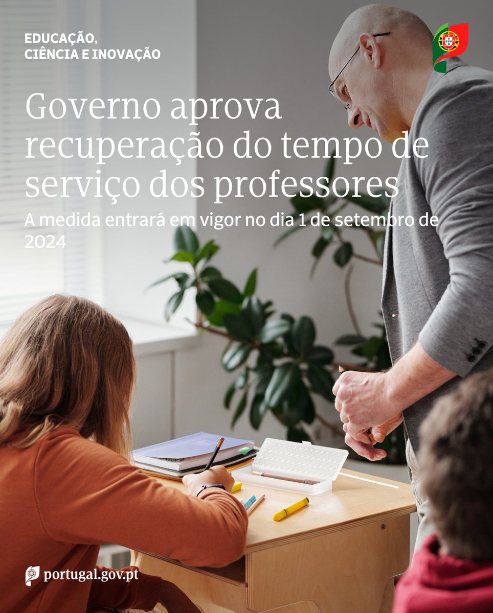Educacao_PT's tweet image. O Governo aprovou esta quinta-feira em CM a #recuperação do tempo de serviço dos dos educadores de infância e dos #professores dos ensinos básico e secundário dos estabelecimentos públicos de educação pré-escolar e dos ensinos #básico e #secundário.
📰portugal.gov.pt