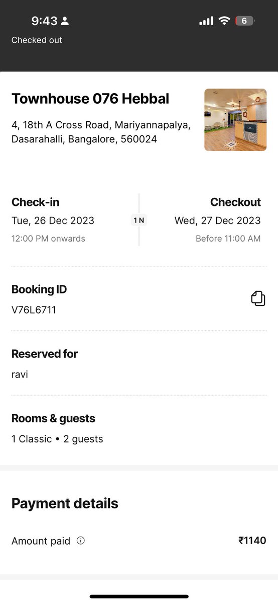 raviaryan009's tweet photo. Booked one room through #OYO and paid online but the hotel demand extra money. They charged me ₹ 540. extra.Tried multiple time to connect with CC but didn’t get any help. Booking ID:- V76L6711. @oyorooms @riteshagar @OYO4U @jagograhakjago @ConsumerVoiceIn @BandBajaateRaho https://t.co/kHwKao36xt
