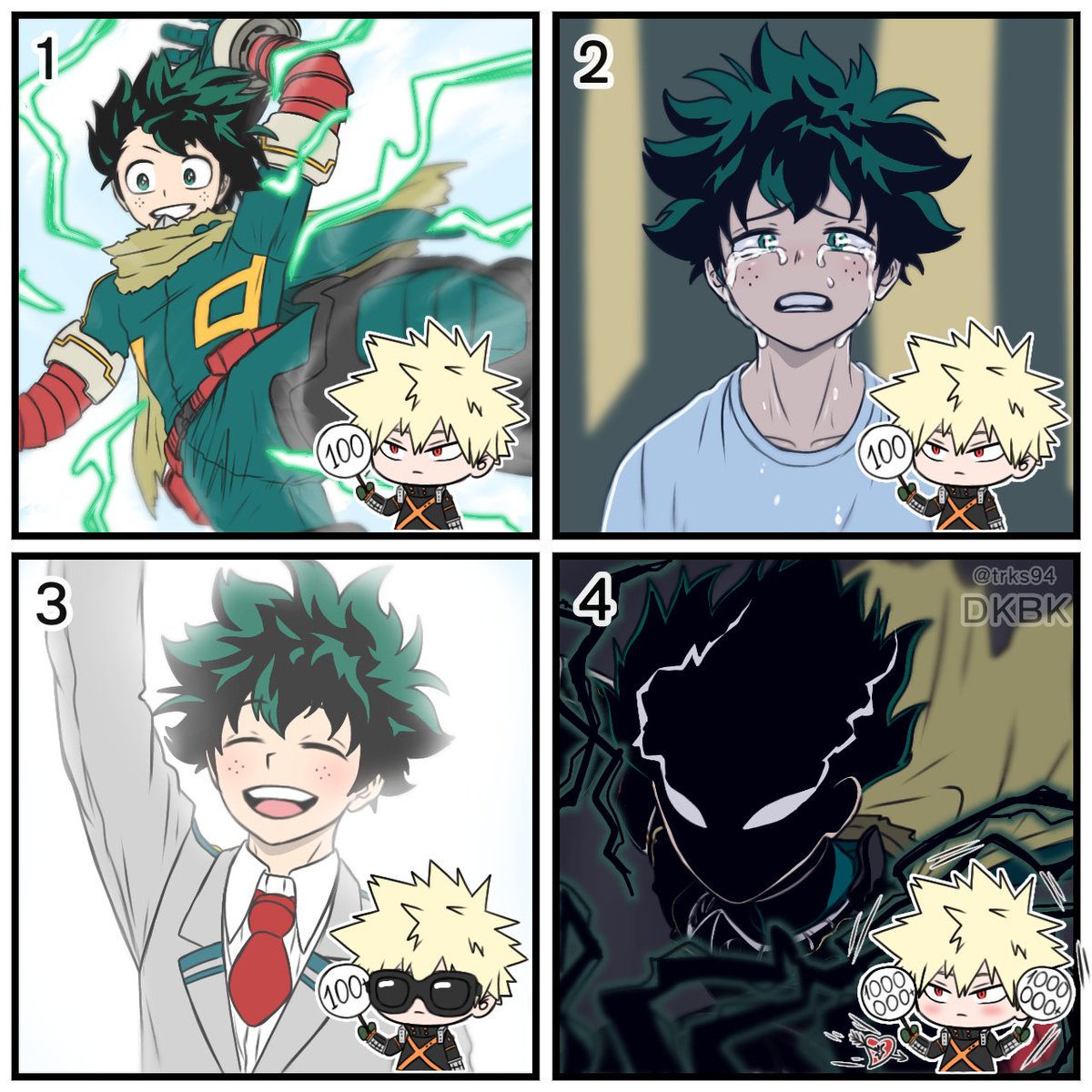 🥦💥
1) 100
2) 100
3) 100+
4) Damn he's hot.
#dkbk #dekubaku #出勝