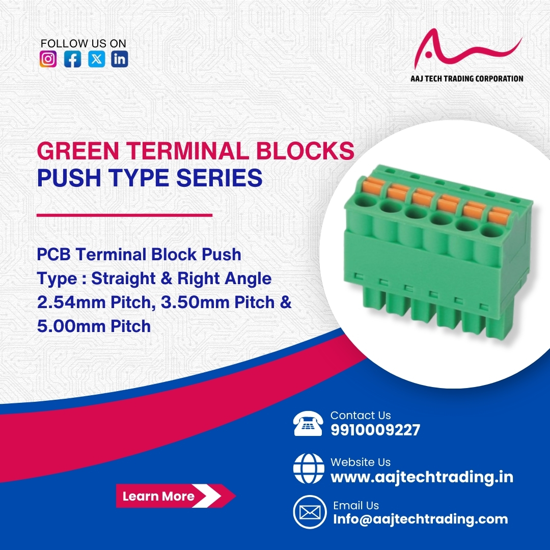 AajTech12653's tweet image. Green Terminal Block push type series available with us.
Contact us for more details and complete catalogue.
#electronicsbasic #businesstips #businessowner #electronicsrepair