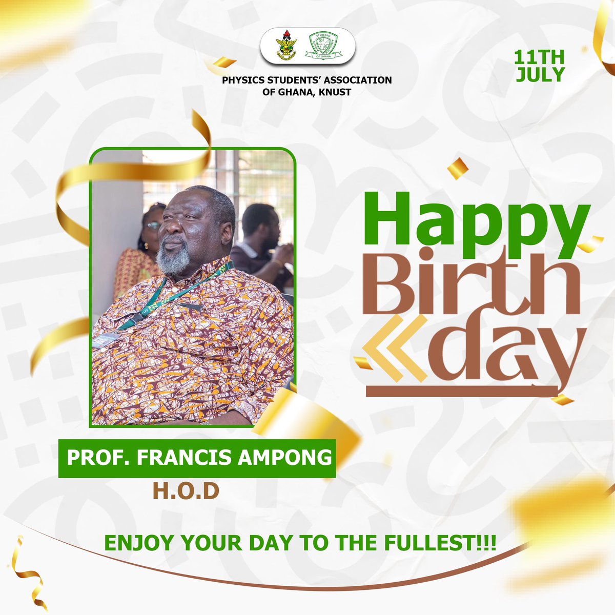 RANX_FORD's tweet photo. Wishing a happy birthday to our esteemed Head of Department, Prof. Ampong ππ!
We celebrate your remarkable leadership, unwavering support, and tireless efforts in fostering the growth of our physics community π.
God richly bless you π
#physagknust https://t.co/hWUTqCwhYh