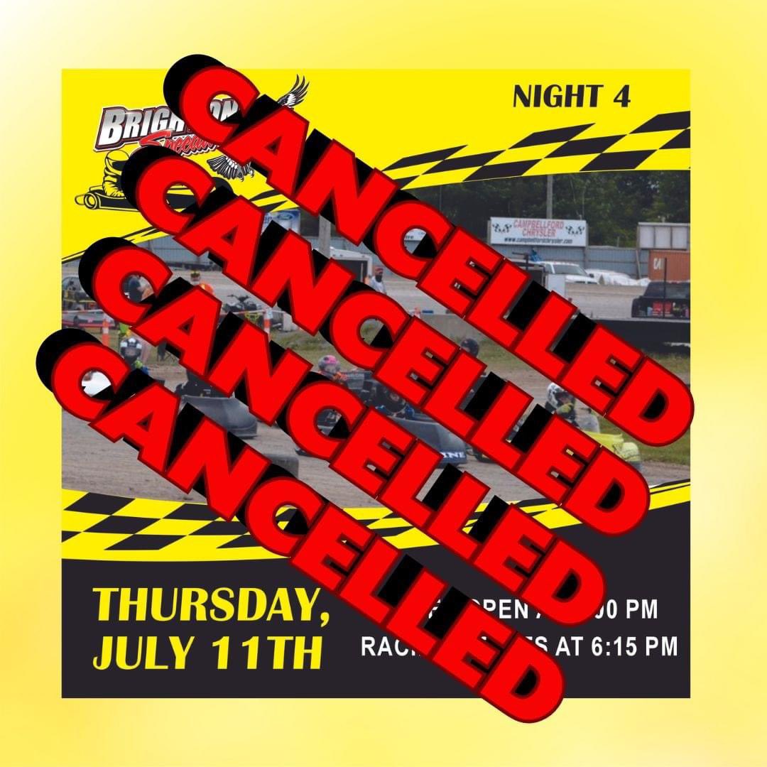 With the volume of rain Wednesday and overnight, the infield and surrounding area is unusable and Go Kart Racing at Brighton Speedway is CANCELLED for July 11th. 

We will be back on the track, July 25th.