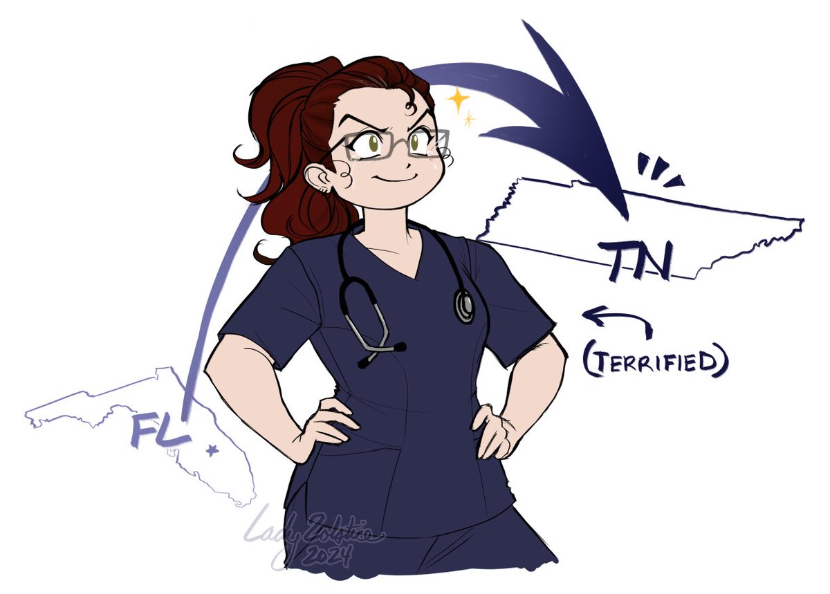 ArtZolstice's tweet photo. IT’S HAPPENING: I am officially ✨Nurse Z✨! :D and over the next few weeks I will be relocating from my home of 23 years to an entirely new state! I am EXCITED but also I kind of want to frow up!! https://t.co/jx8qVYAuo5