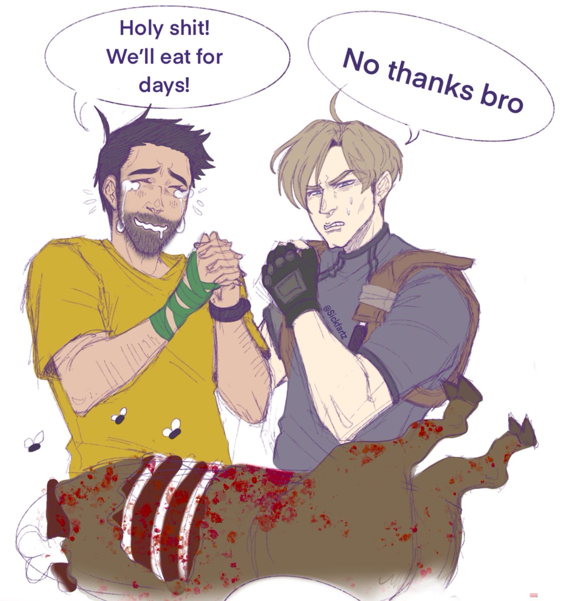 Sickfartz's tweet photo. What if they sent #LeonKennedy to save  #JackHiggins?#Greenhell / #Residentevil4 crossover https://t.co/tjUP7kda6Z