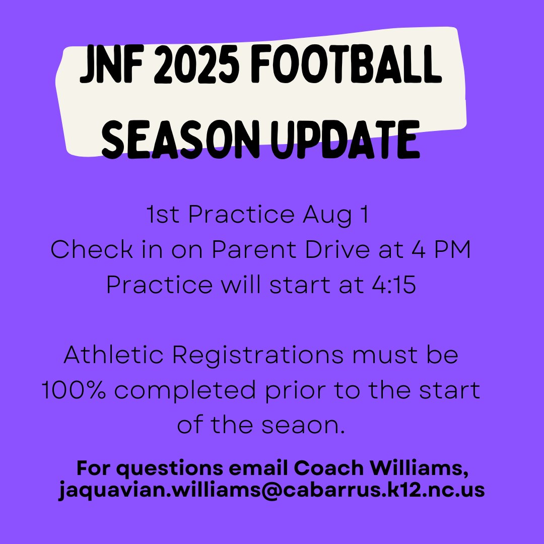 JNFries_Fball's tweet photo. Important Football Update!!

Rising 7th and 8th graders interested in playing football this upcoming season.  Make sure your athletic registration has been 100% filled out on https://t.co/lYafsEuHGs
@JNFries https://t.co/0VDbchrcRC
