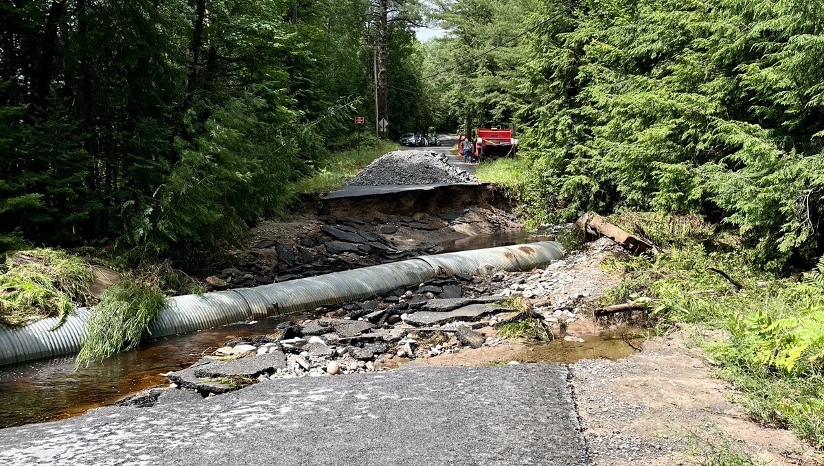 nyspolice's tweet photo. Lewis County: State Police continue to assess the flooding damage in the town of Watson.  The flooding has subsided but Buck Point Road near Beaver Lake  is not passable. https://t.co/ZC65O2zFTY