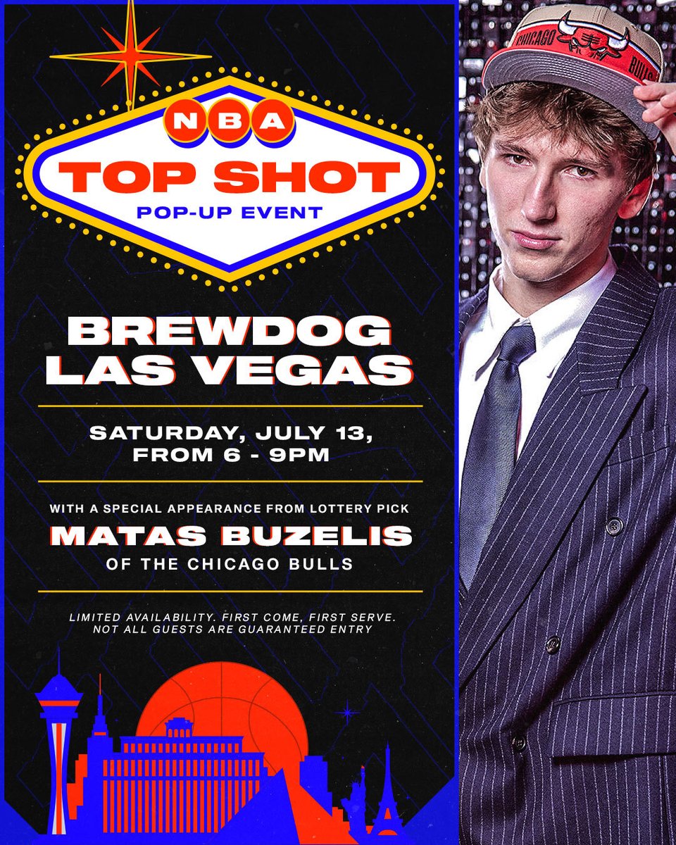 ♦️♣️ For fans in Las Vegas this weekend, join the NBA Top Shot team on  Saturday night for food, drinks, and fun ♥️♠️ Featuring a special  appearance from Matas Buzelis of the