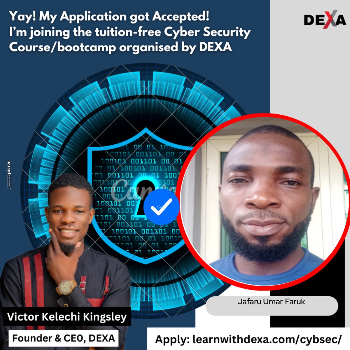 Umarjaf's tweet photo. Excited to announce my enrollment in the tuition-free Cybersecurity Bootcamp Organized by DEXA.
 I applied through:
https://t.co/RhRnkVDxYk myself for a journey of learning &amp; growth as an emerging Cybersecurity Expert@LearnwithDEXA #LearnwithDEXA https://t.co/qHwZeHJsjf