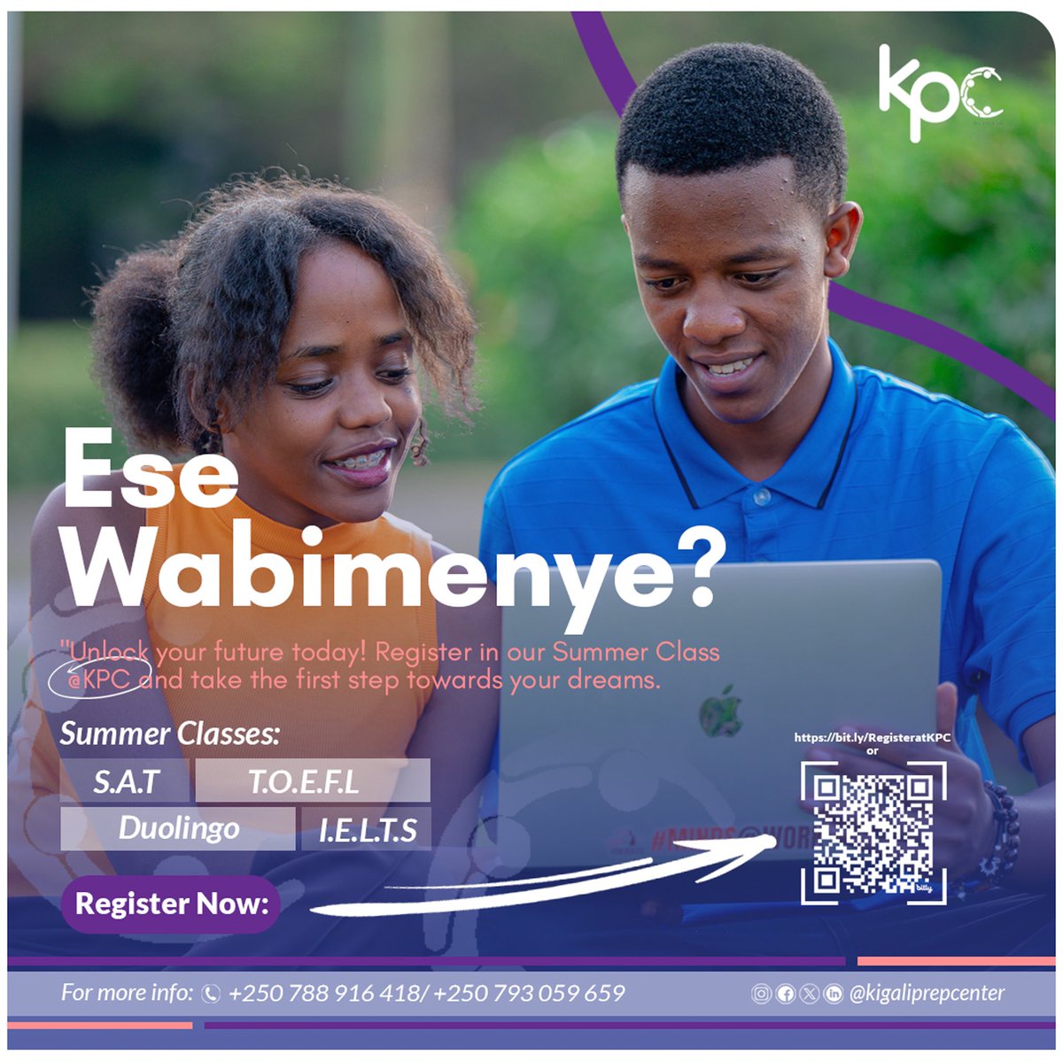 KigaliPrepCentr's tweet photo. Unlock Your Future Today!  Join our summer class at KPC and take the first step towards your dreams.  Don't miss out on this opportunity to learn, grow, and succeed! Register now and make this summer unforgettable.

#atkpc #satprep #duolingoprep #ieltsprep #toelfprep https://t.co/oKPRM0tuA8