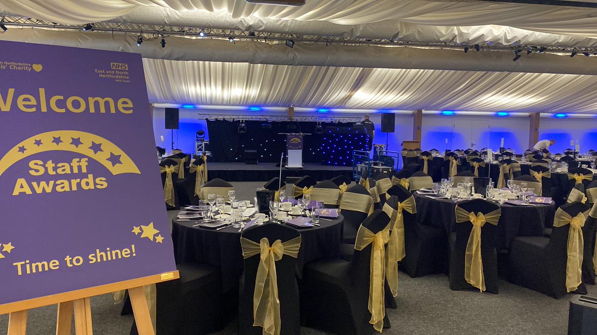 The stage is set for our <a href="/enherts/">East and North Hertfordshire Teaching NHS Trust</a> Staff Awards 2024 - Time to Shine! 

Good luck to all the nominees!

Thanks to our sponsors and <a href="/ENHHCharity/">East and North Hertfordshire Hospitals' Charity</a> for funding it all and to my amazing comms and engagement team for organising it all! #NHSComms