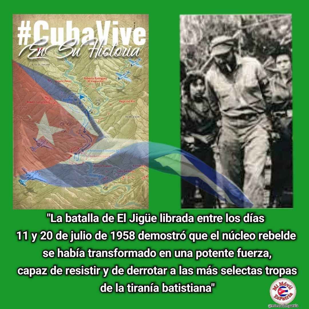 mimovilespatria's tweet photo. En toda guerra hay batallas que marcan el rumbo de la historia. La librada por el Ejército Rebelde en El Jigüe, fue el último desastre para la ofensiva batistiana y el anticipo de su futura derrota.
#CubaViveEnSuHistoria
#MiMóvilEsPatria https://t.co/Z1m1a7bhYq