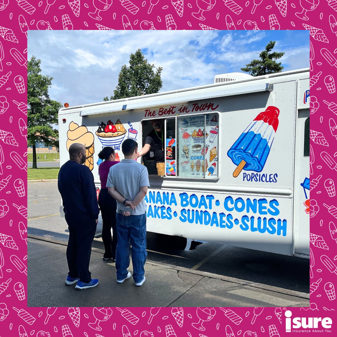 isurecanada's tweet photo. Who knew that all it takes to bring out the sun on a rainy day is an ice cream truck? 🍦☀️ Thanks to everyone who braved the crazy weather yesterday for some sweet treats!🍨
#icecreamtruck #icecream #officesocialevent #isure #brokerlife #insuranceprofessionals #insuranceaboutyou https://t.co/D9VPHEPLF6
