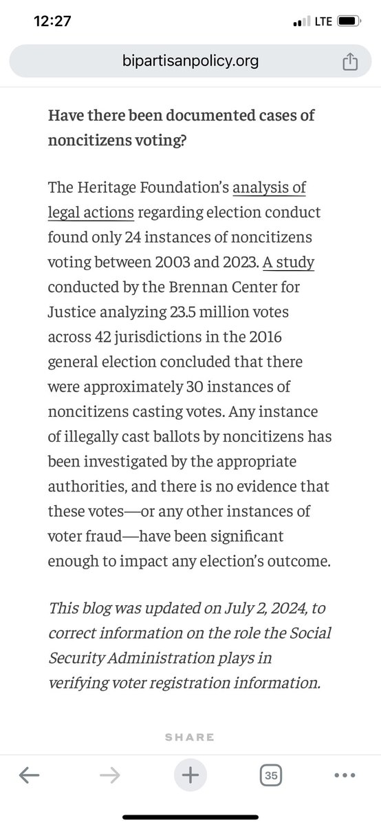 queenlsweenalt's tweet photo. @elonmusk You all are so dumb. Illegal immigrants aren’t allowed to vote. Full stop. Even your beloved Heritage Foundation found only 24 cases of voter fraud by non citizens between 2003-2023. That doesn’t even begin to sway an election in favor of democrats or republicans. https://t.co/WsjnaBjUbl
