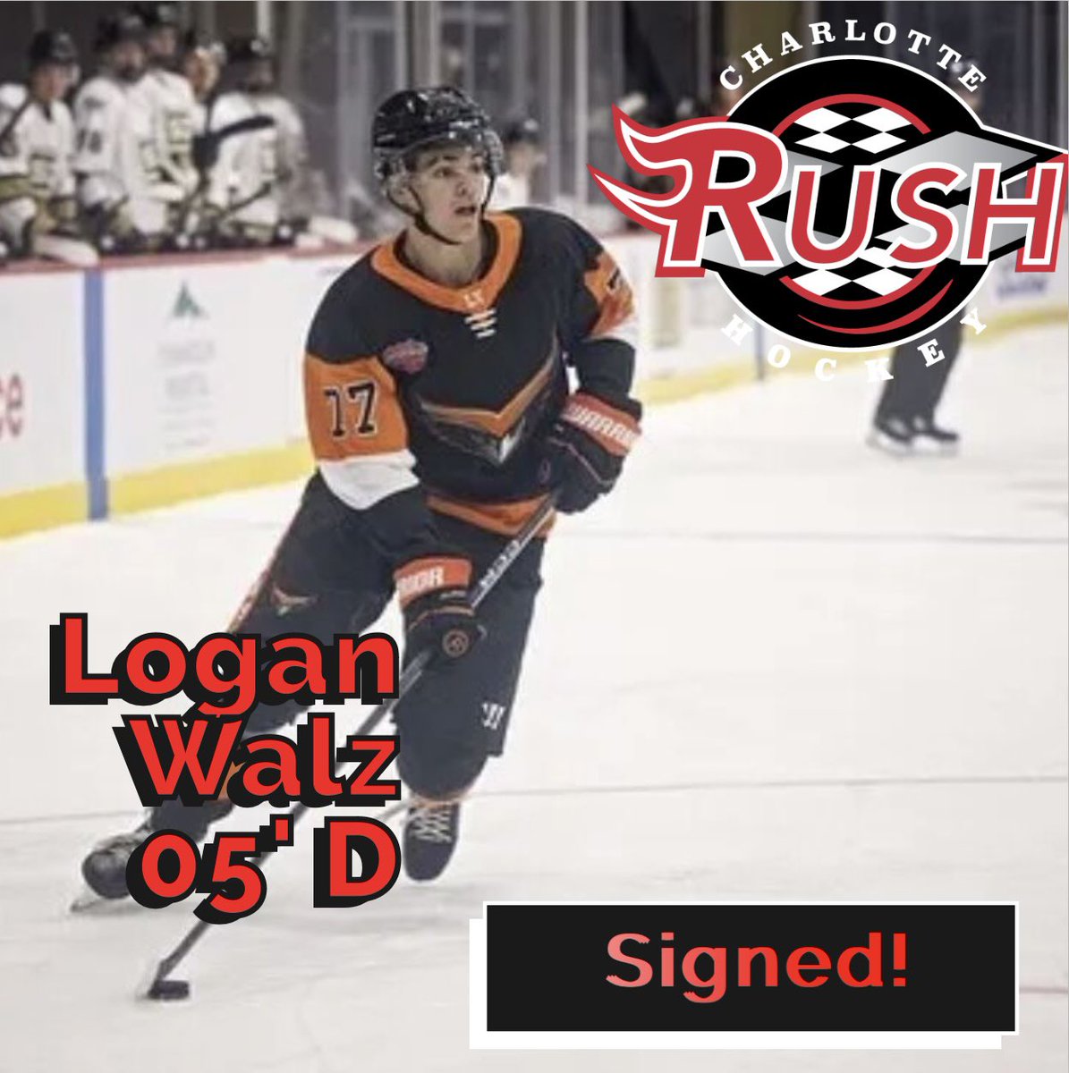 RushHockeyClub's tweet photo. 🚨🚨SIGNED!!!🚨🚨 We are happy to announce the signing of 05' D @not_walzy for this season! Logan joins us after spending last season with the LV Thunderbirds! @The_DanKShow @USPHL #RushReload https://t.co/Sl6qlDmBEt