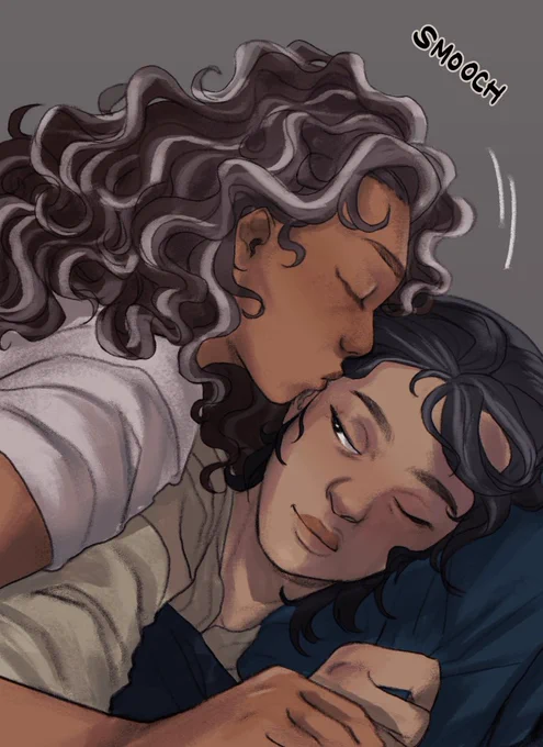 aspen and yrsa from my webcomic touch of divinity.... theyre both like.... middle aged, trans, with kids, and also not white LOL