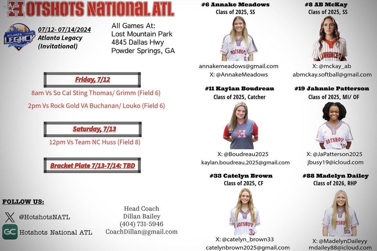 Coaches: We have 6 uncommitted studs.

We'll be at the Atlanta Legacy Invitational this weekend. 

2026 RHP, 2025 C, 2025 MI's, 2025 OF's

#BangBang 💥🥎