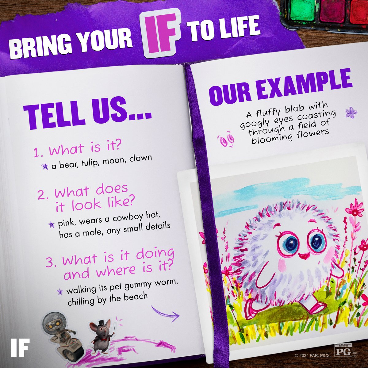 Bea has her sketchbook out today! For the next two hours, reply with a description of your own IF, and we'll reply with your drawing 🖍️ #BringYourIFtoLife