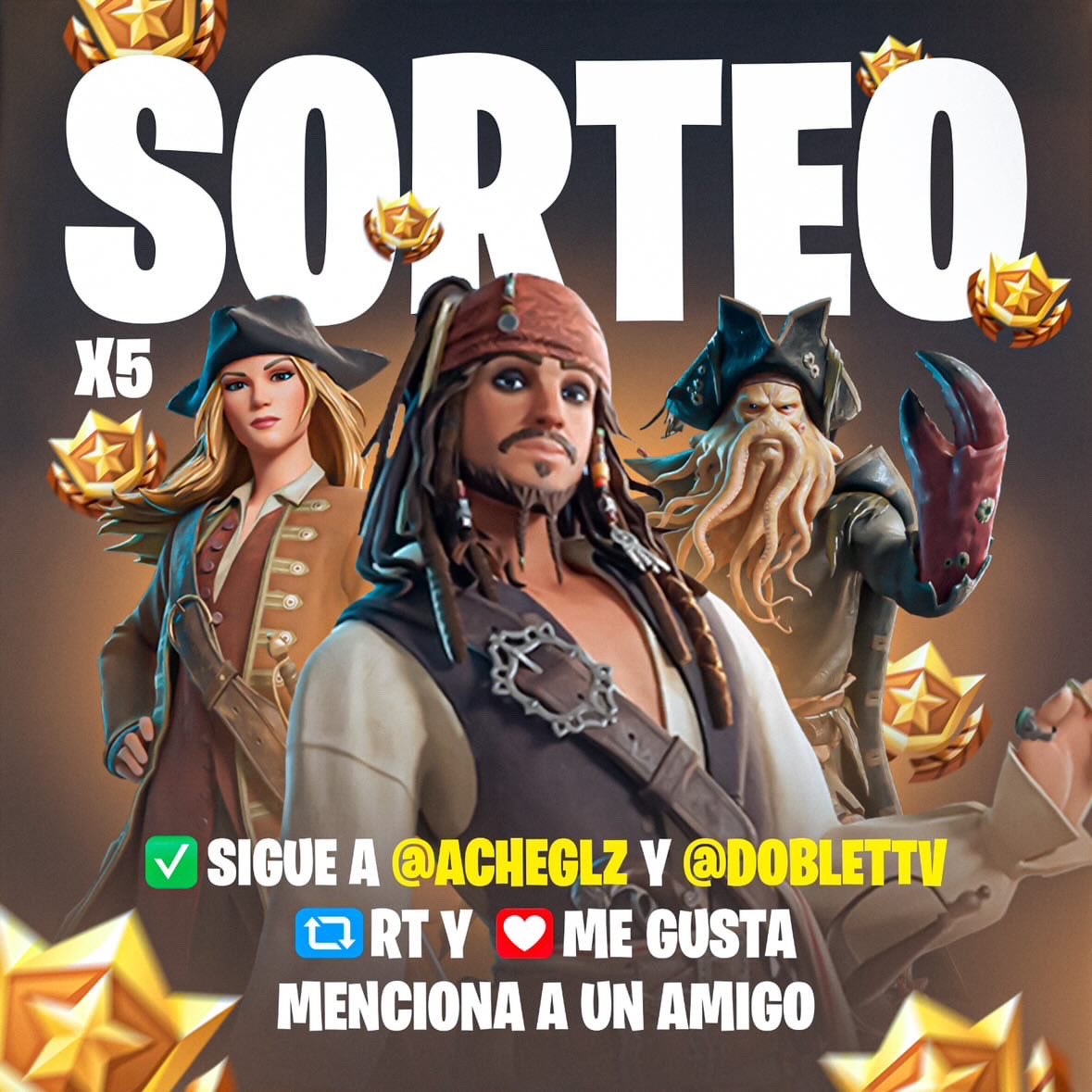 doblettv's tweet photo. SORTEO 5 MINI PASE DE BATALLA DE LOS PIRATAS DEL CARIBE🎁

Requisitos: 

✅Sigue a @acheglz y @doblettv 
❤️ y ♻️ a esta publicación
👥 Menciona a un amigo

Se darán los ganadores el día de salida del minipase🚨 https://t.co/gMJ4f7DfJd
