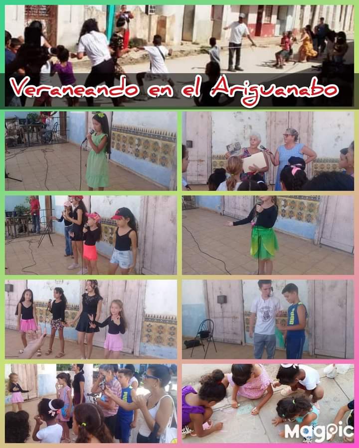 JuanBertico's tweet photo. Niños y adolescentes d la comunidad cercana al Paradero del tren disfrutaron de la música, poemas, canto, sueños dibujados en el asfalto, fotografías de lugares históricos del Ariguanabo, del mago "Peque"  #ArtemisaJuntosSomosMas #CubaModoVerano https://t.co/7emSkMmMlV