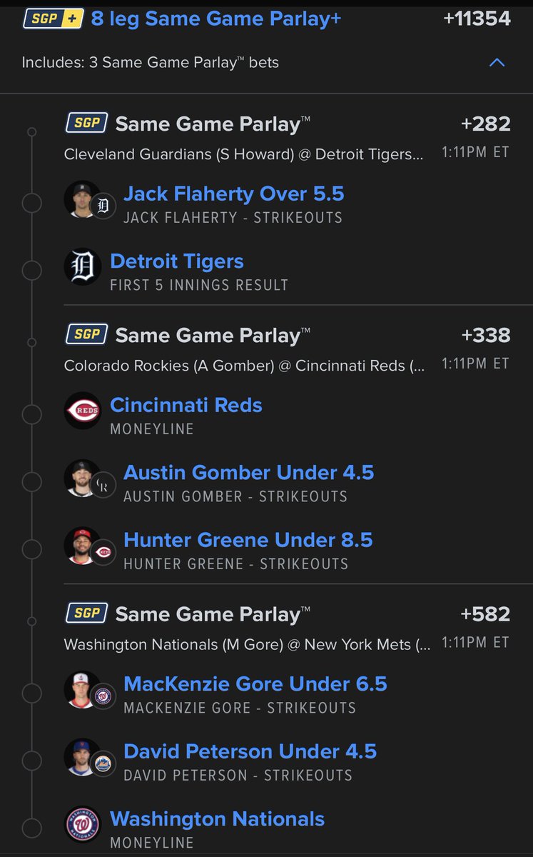 rabbijajabets's tweet photo. Like these a good bit!

0.5u @ +161
-Gore u6.5K’s
-Gomber u4.5 K’s

Here’s the long shot parlay! 

0.05u @ +11354 https://t.co/Ua3r6h05BK