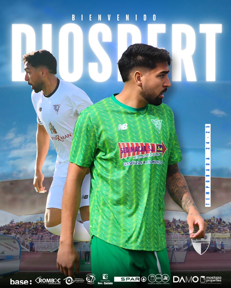 🔊🔊NUEVO DELANTERO PARA LA SP
Diosbert, procede del calamonte, delantero referencia de 1,92 con buen juego de espaldas y muy buen juego aereo, jugador que se deja todo en el campo!!
Bienvenido Diosbert💛💙