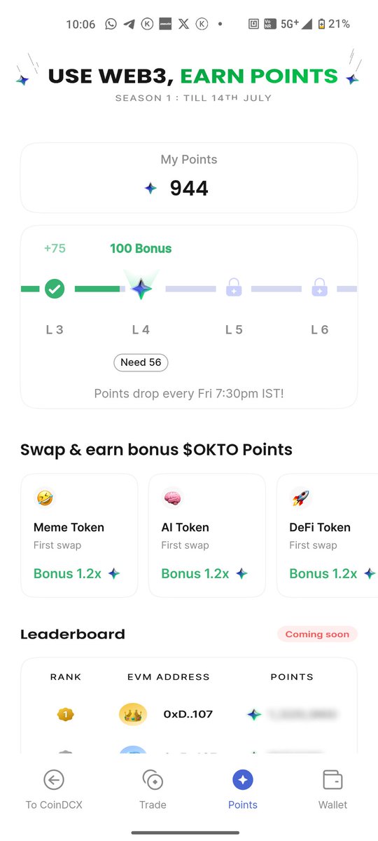LoneManish's tweet photo. Racking up Okto Points on CoinDCX for bigger rewards!
#OktoPointsOnCoinDCX #CoinDCX #Web3
@CoinDCX https://t.co/189CTAf4PY
