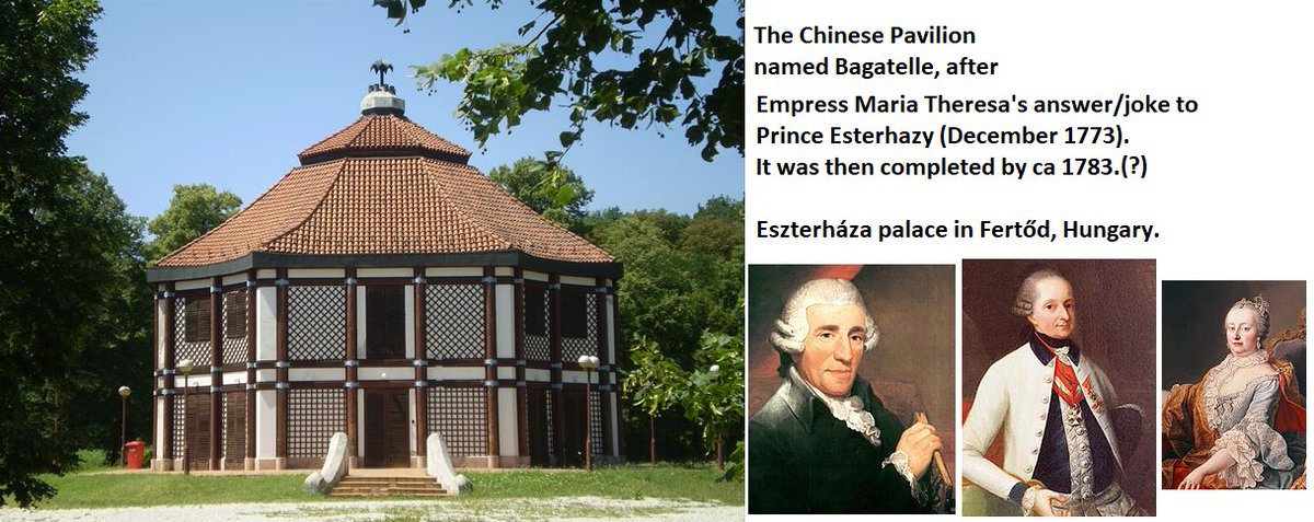HaydnGuild's tweet photo. #HaydnLife
1773/4
It seems in Dec1773 #Eszterháza was presented to Empress #MariaTheresa! On occasion #ChinesePavilion with #Haydn & whole orchestra playing concerts in #ChineseOutfits was presented to her! She said:
this #ExoticTopLuxury is #Bagatelle for you, #PrinceEsterházy! https://t.co/0VuJnln1NH