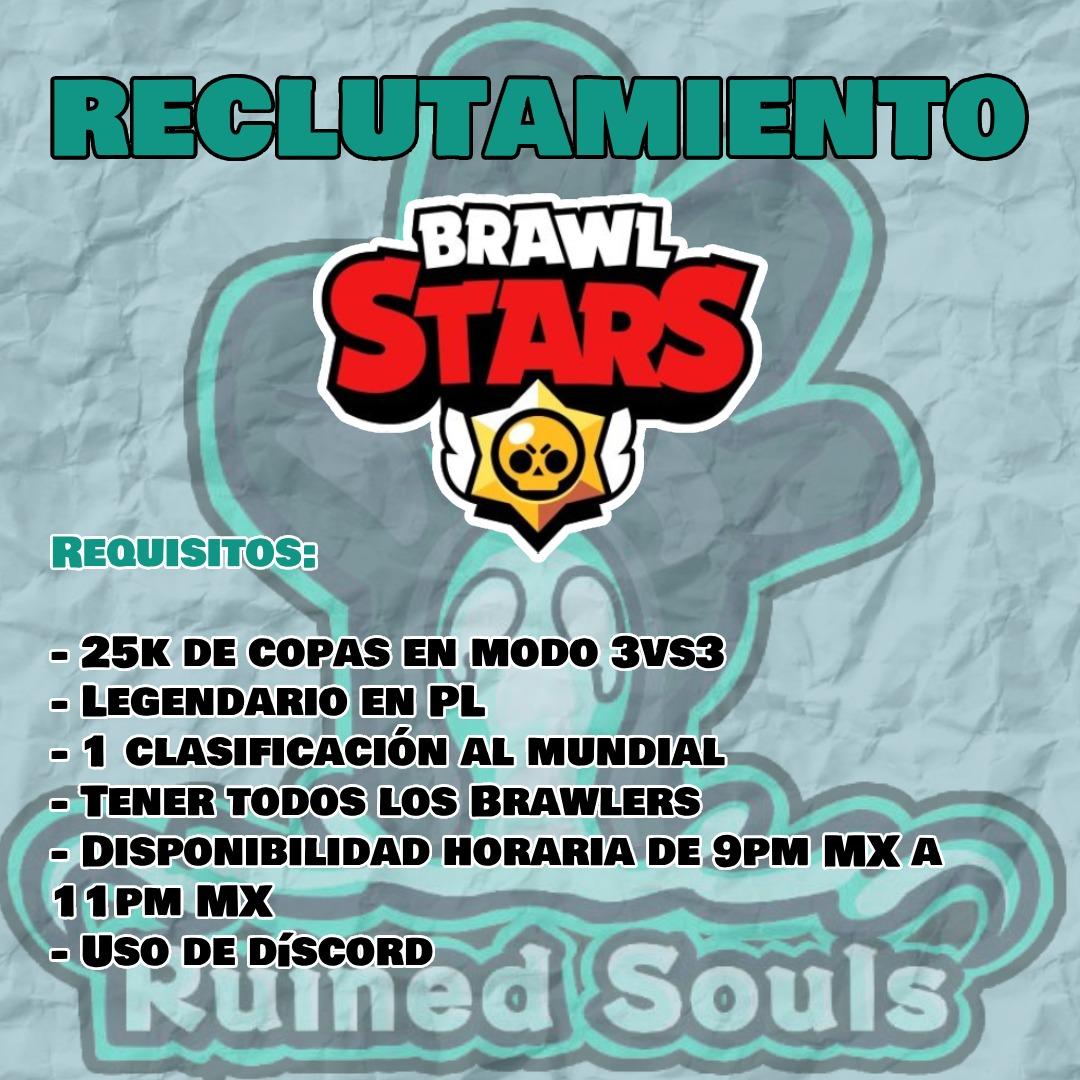Tenemos reclutamiento activo de #BrawlStars sabemos que los requisitos son altos pero el nivel del equipo también lo es ❤️👀
RT y like para más alcance se agradece 
Si les interesa pueden mandar mensaje al +52 5620699521
#ruinedsouls