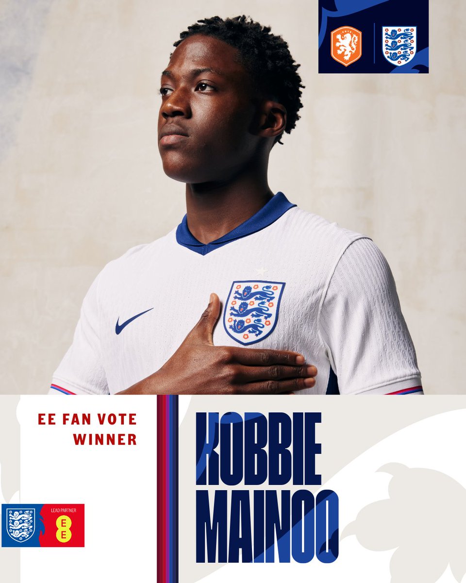England's tweet image. 🥁 The winner of last night&apos;s @EE fan vote...

Kobbie Mainoo! 🎖️