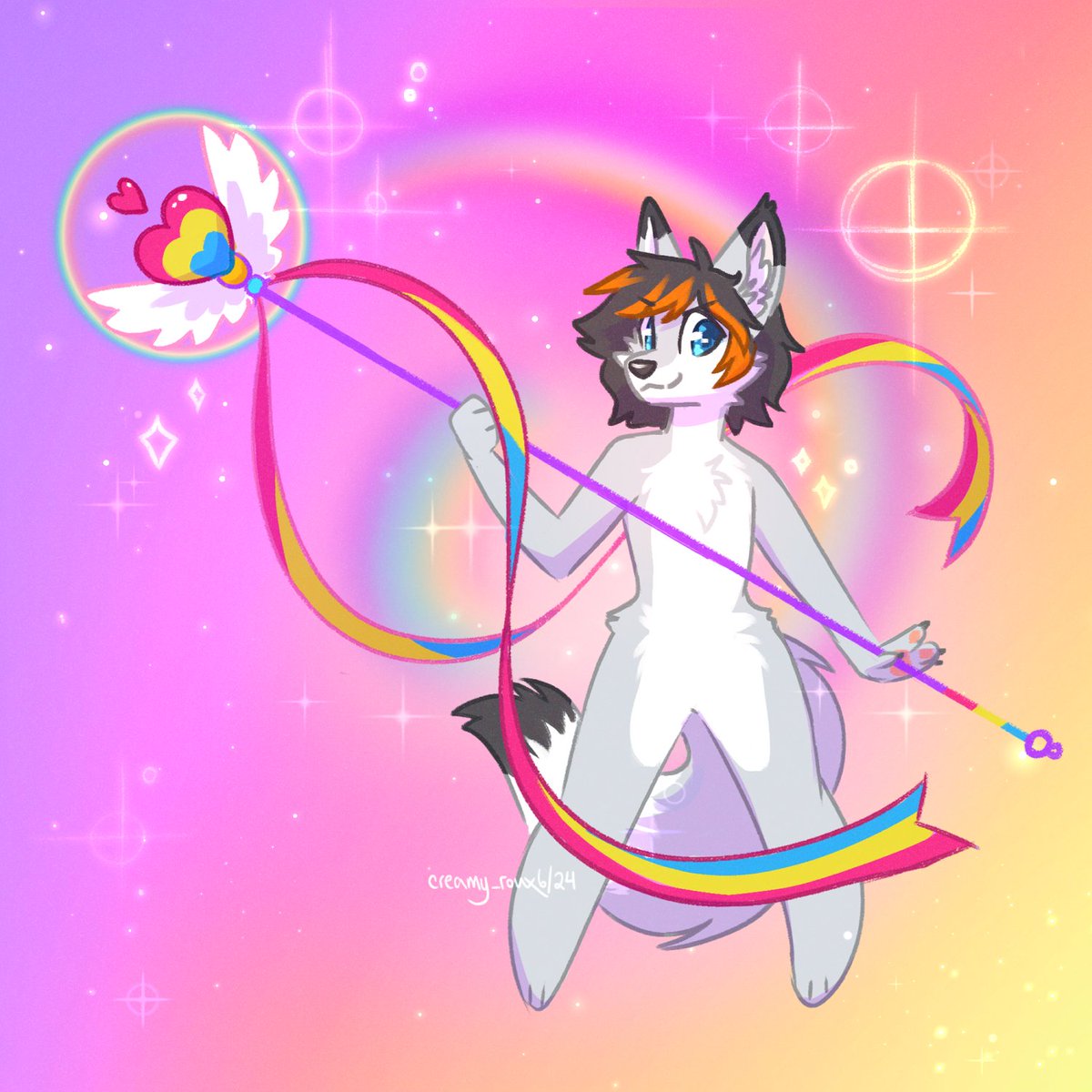 I became a magical girl with <a href="/occultyakult/">Ash 🐟</a> ! This weird floating wolf <a href="/creamy_roux/">🍂🥀moved to bsky! ✨</a> said they would give us power if we fought witches. Surely nothing bad can come of this deal :3