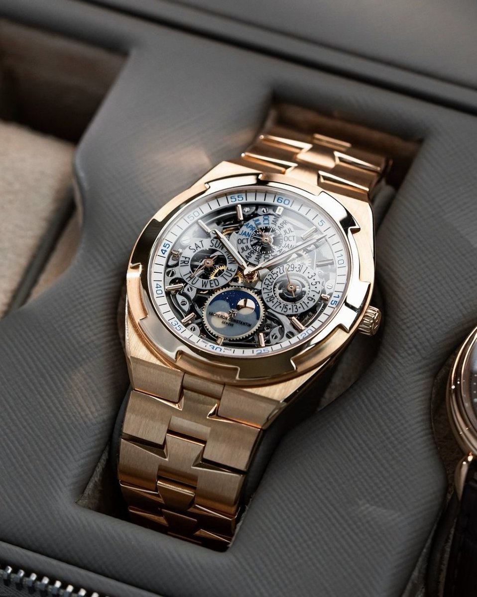 GlobalWatchClub's tweet photo. Vacheron Constantin Overseas Skeletonized Perpetual Calendar 

What emoji would you use to describe this watch? https://t.co/q9lqa0Lpc2