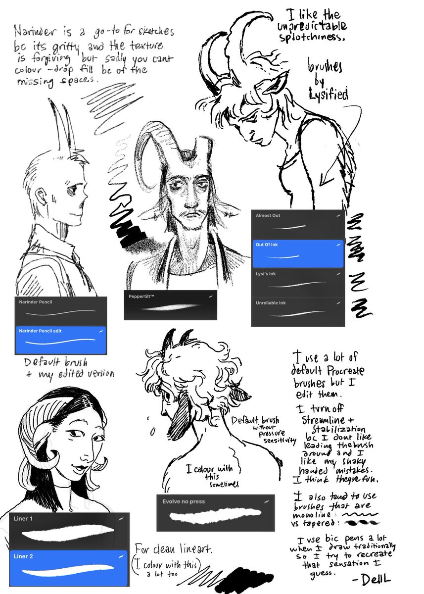 polturn's tweet image. Someone asked what brushes I use in procreate.
Not spnsored by @lysified lol (and these are free anyway. Im broke)