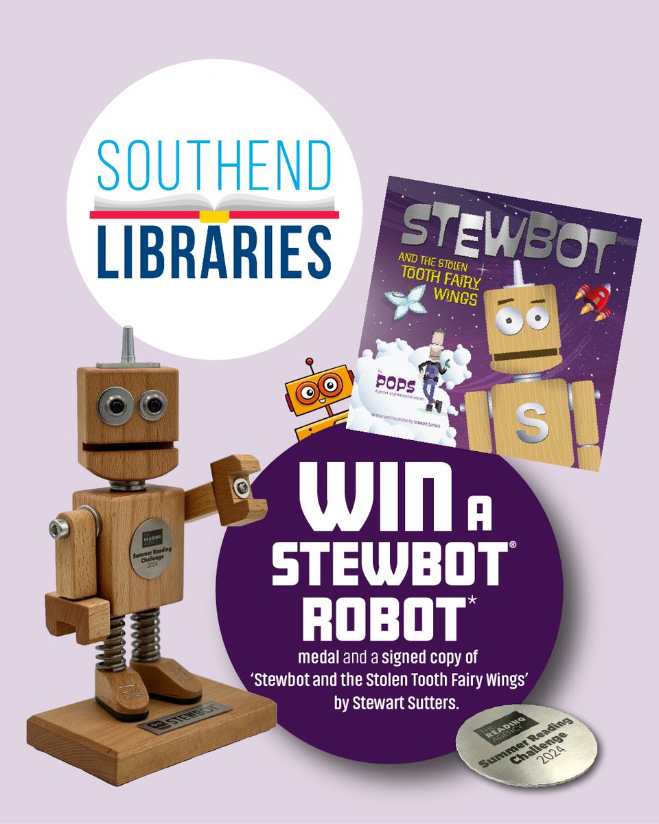Stewbot2's tweet photo. Excited to be part of the Southend libraries Summer Reading Challenge. Pop along to one of their branches and pick up a entry form. First prize… a Stewbot. #southendlibraries #SummerReadingChallenge https://t.co/FwonEkzktS