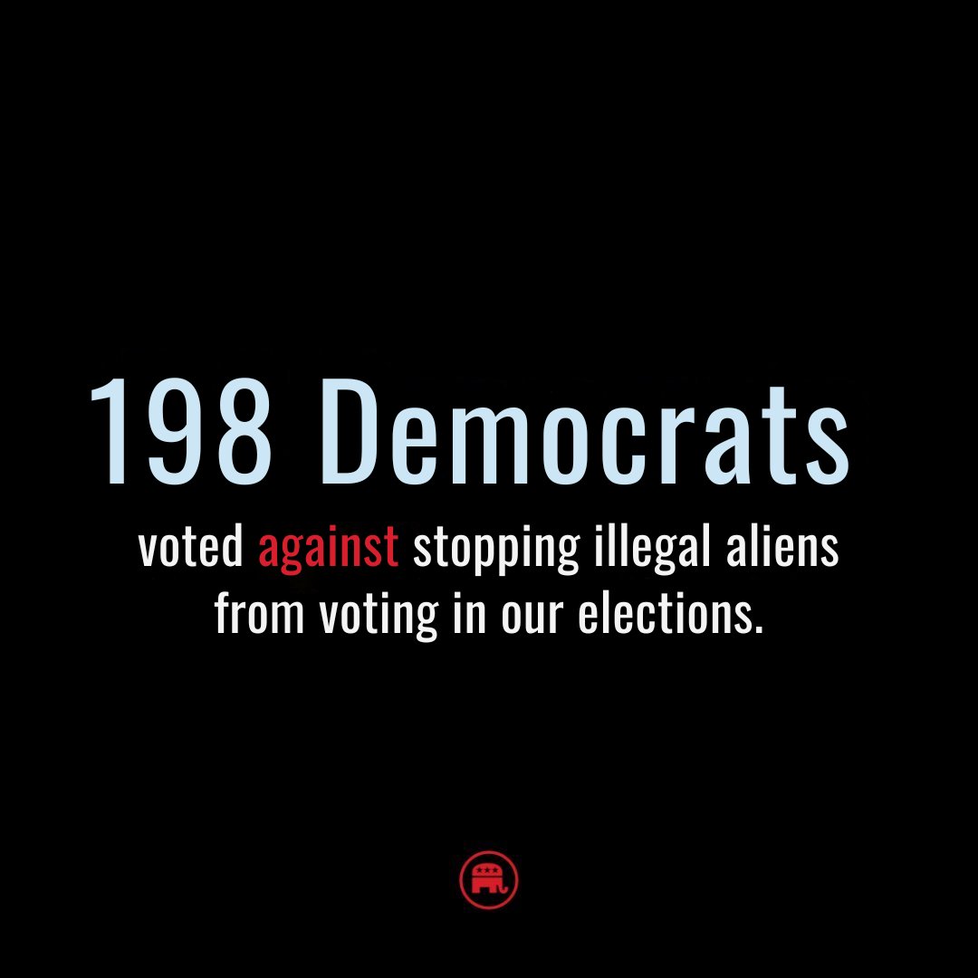 GOP's tweet image. 198 Democrats voted against protecting our elections