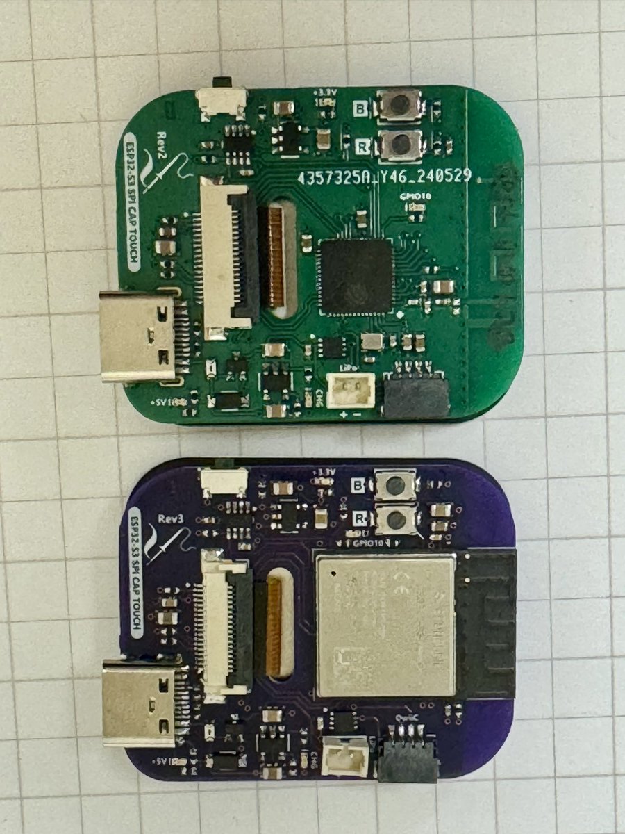 mikerankin's tweet photo. Took the easy route and replaced the ESP32-S3 FN8 with a module. No messing around with different antennas and tuning. #esp32 #oshpark https://t.co/9NKYXdCpwl