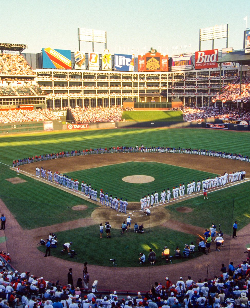 choctawstadium's tweet image. ON THIS DAY ⭐️

On this date in &apos;95, the MLB All-Star Game took place at The Ballpark in Arlington, better known now as Choctaw Stadium. During &apos;24 All-Star Week, fans can join us for All-Star Village at Choctaw Stadium.

🎟️: l8r.it/YrLU
@MLB | @Rangers | #AllStarGame