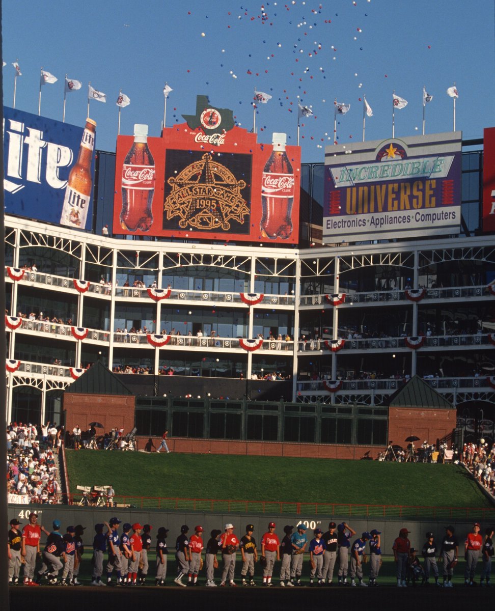 choctawstadium's tweet image. ON THIS DAY ⭐️

On this date in &apos;95, the MLB All-Star Game took place at The Ballpark in Arlington, better known now as Choctaw Stadium. During &apos;24 All-Star Week, fans can join us for All-Star Village at Choctaw Stadium.

🎟️: l8r.it/YrLU
@MLB | @Rangers | #AllStarGame