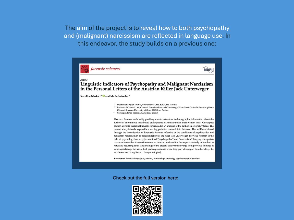 ka_ma1403's tweet photo. We recently received a research grant to investigate how psychopathy and narcissism are reflected in language use - exciting times ahead 🤓🤩🔎 https://t.co/sWuYwVMaq0