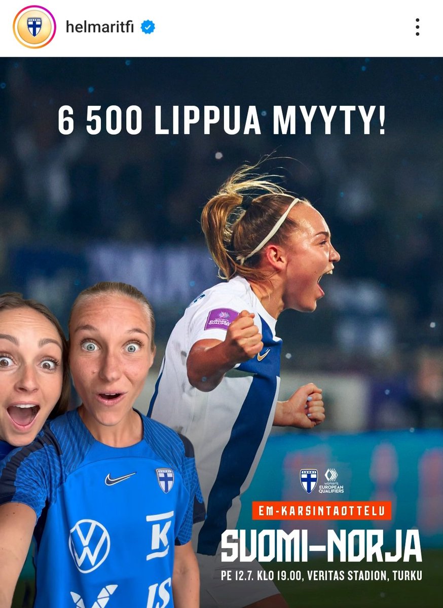 🏟 Yli 6 500 lippua myyty Turun perjantai-illan EM-karsintaotteluun! Ilmatieteen laitos lupailee jopa +22 astetta ja aurinkoa kirkkaalta taivaalta. Iso matsi valtavilla panoksilla! ☀️⚽️ #Helmarit

Liput: lippu.fi/artist/helmari…