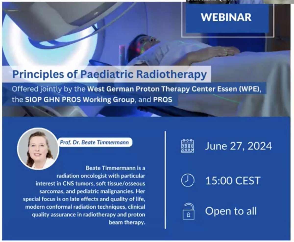 othmanmo's tweet photo. Recording of the 1st quarterly SIOP/PROS webinar in the series on pediatric radiation therapy. In the comments is the schedule for the upcoming site-specific webinars.
https://t.co/s0hG4d67uG https://t.co/rsLvzn0hn6
