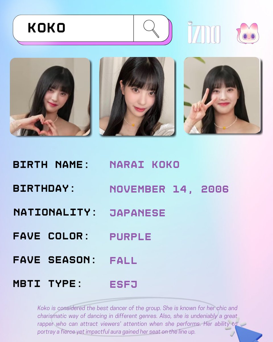iznaglobals's tweet photo. izna member profile 

KOKO 

by @IZNA_CENTRAL 

#izna #이즈나 @izna_offcl @izna_offcl_jp https://t.co/cssRekwVdE