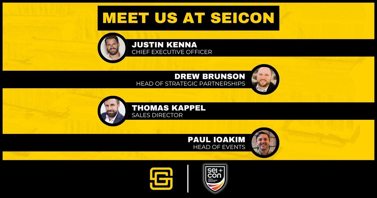 We're attending <a href="/SEICon_org/">SEICon</a>. For a conversation, reach out to any of our team members that will be there:

<a href="/justin_kenna/">Justin Kenna</a> - CEO
<a href="/Drew_Brunson/">Drew Brunson</a> - Head of Strategic Partnerships
<a href="/t_kapp/">TK</a> (Thomas Kappel) - Director of Sales
Paul Ioakim -  Head of Events

#seicon #gaming #esports