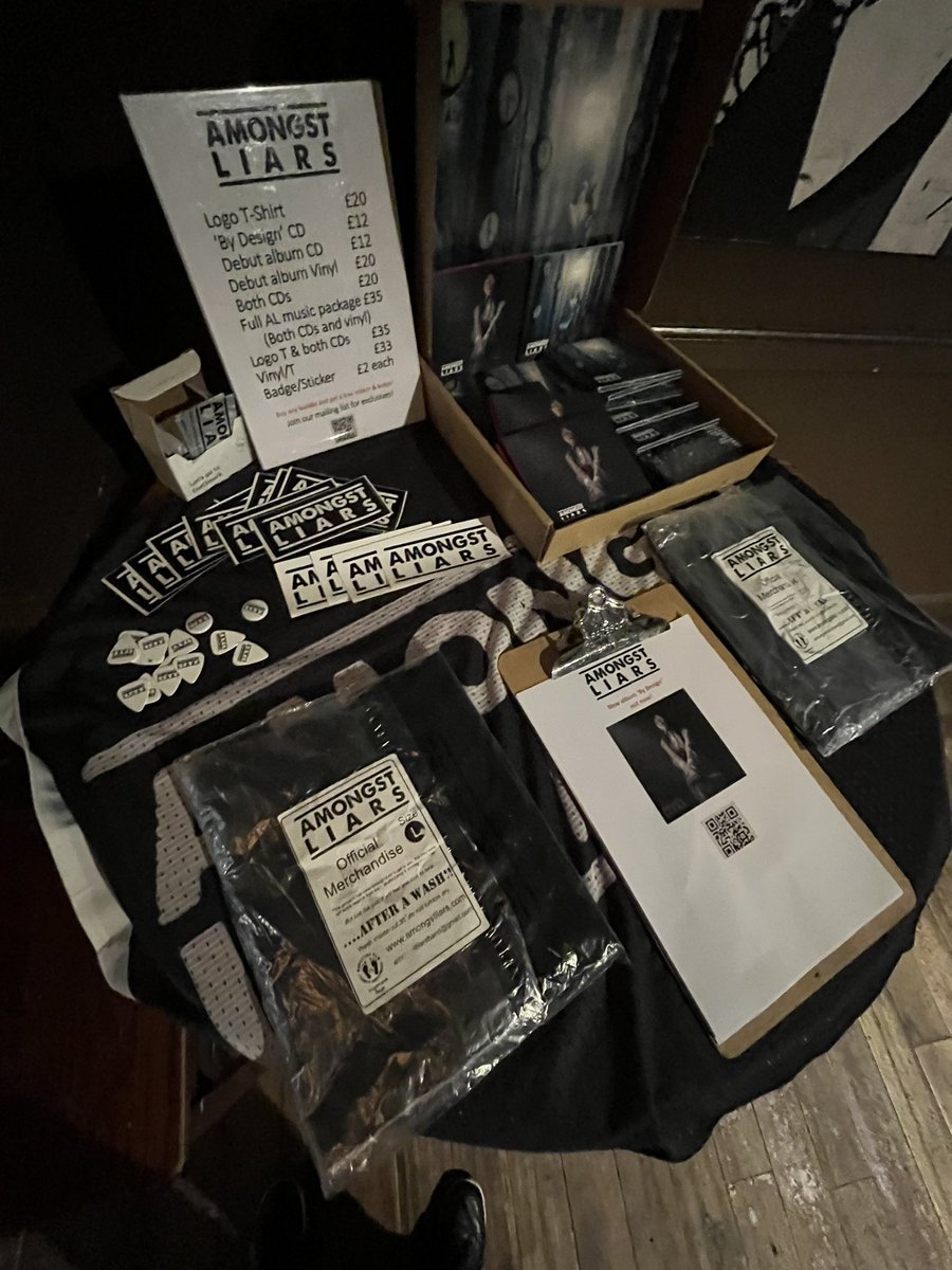 andyfinlay07's tweet photo. I’m the #merchman tonight too. All set up for @amongstliars at @FirebugBar
Come down. Pay on door £7. https://t.co/66laK47cBJ