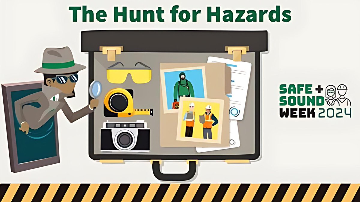 OSHA_DOL's tweet photo. Safe + Sound Week is Aug. 12-18! Join businesses across the country in the #HuntForHazards at your workplace. Follow along for daily activities as Detective C. Hazards goes through the steps of a job hazard analysis.

Sign up today! ➡️ https://t.co/117EMMpeU8

#SafeAndSoundAtWork https://t.co/ImpomBEUY1
