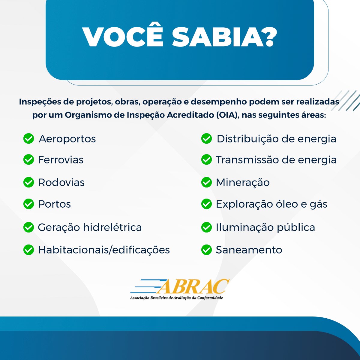 abrac_ac's tweet photo. A Inspeção Acreditada pode ser utilizada em projetos para garantir maior segurança!

Conheça a Abrac: https://t.co/SYV0xIjqtD

#abrac #conformidade https://t.co/swc5kYOMpG