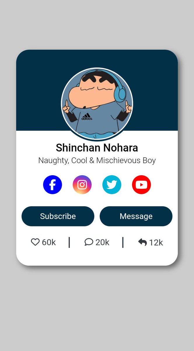 Radhiiika_twts's tweet photo. Day 9 of #100DaysOfCode 🖼️
Shinchan's in the house! Coded this profile card for our favorite mischief-maker
That Insta icon gradient? Almost as tricky as keeping Shinchan out of trouble!
What cartoon character should I code next? Drop your ideas!
#WebDesign #CodeFun #AnimeInCode https://t.co/hh7D452xEU